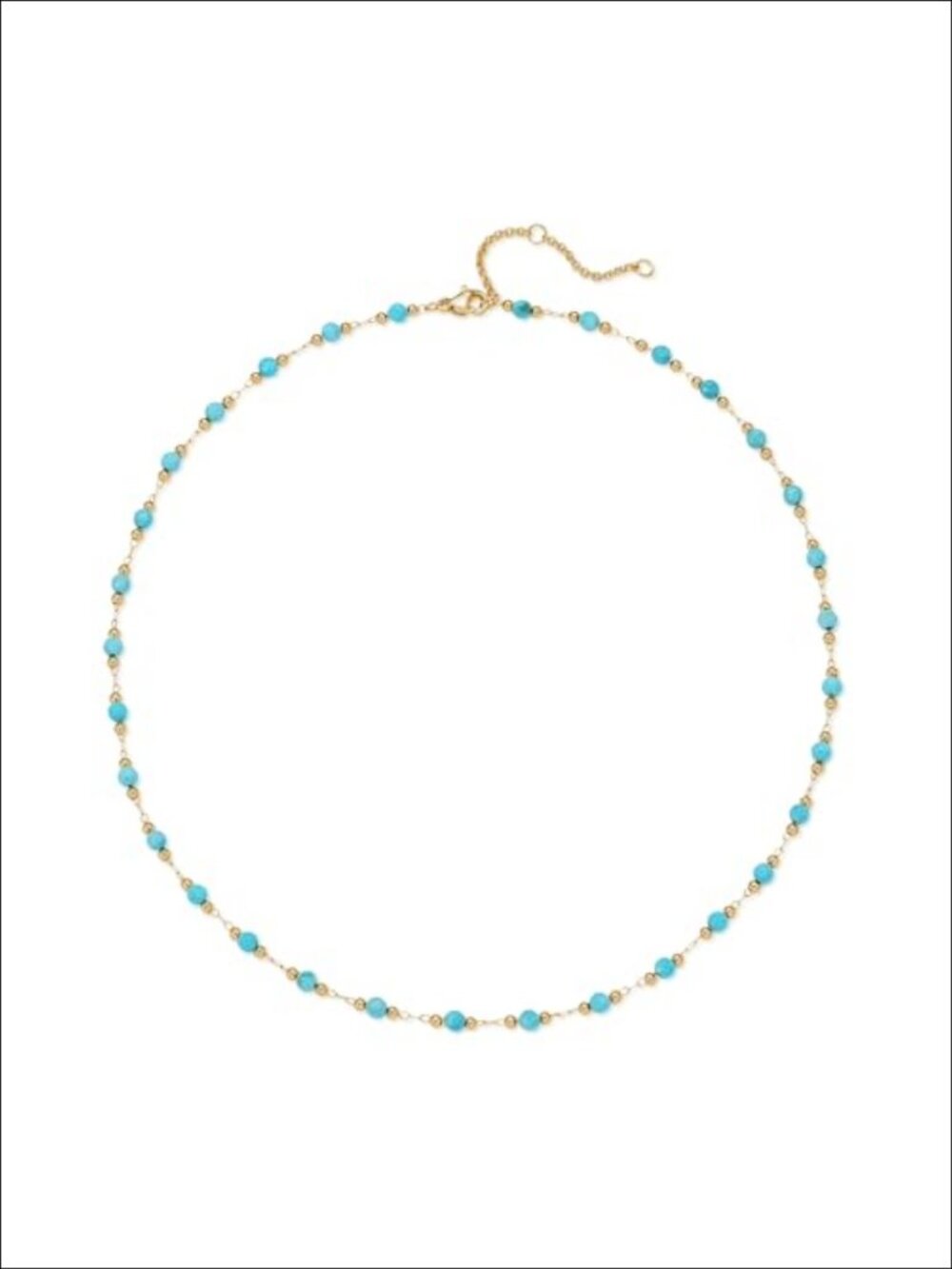 14K Gold Plated Brass Turquoise Station Choker Necklace Lobster Clasp